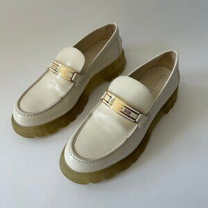 CHRISTIAN DIOR WHITE LEATHER LOAFERS